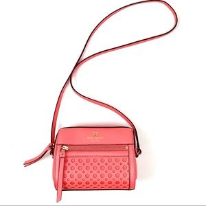 Kate Spade Perri Lane Crossbody Purse Pink Bubble Leather Small Zip Top Bag